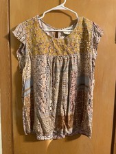 Savanna Jane Women's 1X Boho Chic Embroidered Roses Top picture
