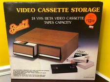 Vintage Studio #1 Wood Grain Video Cassette Storage Holds 24 VHS/Beta NIB picture
