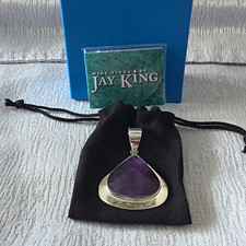 Mine Finds by Jay King Purple Amethyst Teardrop Charm Pendant Bezel Signed picture