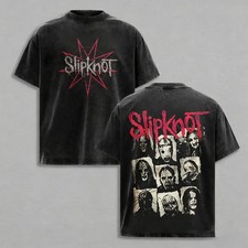 Acid Washed Slipknot Band Punk Y2K Unisex Cotton T-shirt picture
