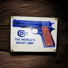 Vintage Colt Revolver Porcelain Sign Gun Pistol Winchester Smith Wesson Gas Oil  picture