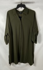 Alfani Women's Autumn Moss Green Essential Tunic Blouse Sheer Long Sleeve NWT XL picture