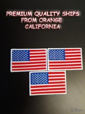 USA AMERICAN FLAG EMBROIDERED PATCH IRON-ON SEW-ON GOLD BORDER  picture