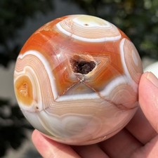 530g 73mm Natural Carnelian Sphere Crystal Red Agate Geode Ball Healing picture