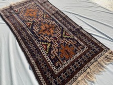 3x6 Ft Antique Afghan Hand Knotted Baluchi Rug Tribal Geometric Oriental Carpet picture