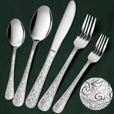 40-Piece Vintage Silverware Set Stainless Steel Flatware Set for 8 Silver picture