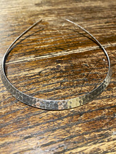 Vintage Signed PAZ Israel 925 Sterling Silver Hammered Torque Choker Necklace  picture