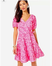 NWT Lilly Pulitzer Iralee Linen Dress. Size 8. Pink blossom foxy llama print picture