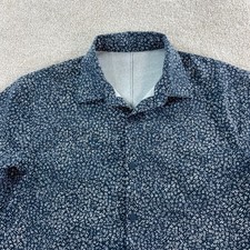Lululemon Airing Easy Button Down Shirt Mens L Blue White Print Short Sleeve picture