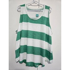 NWT 24/7 by Maurices 2X Green White Striped Swing Tank Top picture
