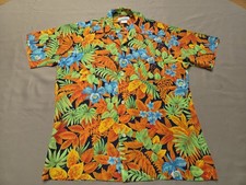 Vintage Penneys Hawaii Hawaiian Aloha Shirt Mens L Tropical Floral 23x30 FreeSH picture