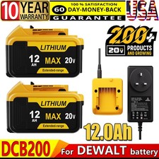 1-4X 20V For DeWalt 20Volt Max 12.0AH Lithium Ion Battery+Charger DCB204 DCB200 picture
