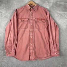 Vintage L.L. Bean Shirt Mens Medium Red Faded Heavy Cotton Traditional Fit picture