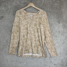 Chico's Shirt Womens 2 Snake Print Long Sleeve Pullover Stretch Scoop Neck-5301 picture