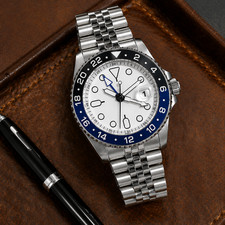 Custom Built - GMT Diver Watch – NH35 Automatic – White Dial 40mm Steel picture