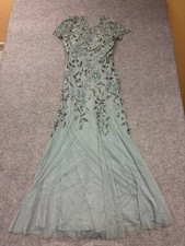 NWT Adrianna Papell Women's Blue Floral Beaded Godet Gown Size 8 Formal Dress picture