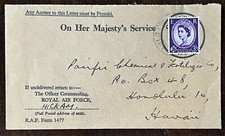 1959 BRITAIN ROYAL AIR FORCE HICKAM COVER TO HONOLULU HAWAII QUEEN ELIZABETH II picture