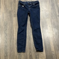 GAP Women’s Mid Rise Skinny Jeans Blue Dark Wash Stretch 5-Pocket Logo picture