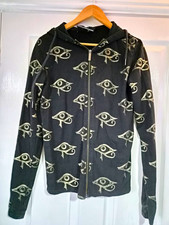 Killstar Occult Luxury Black Graphic Print Full Zip Cotton Hoodie Women XS picture