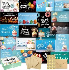 100 Pack Happy Birthday Cards with Envelopes 20 Designs 4x6 Bulk Assorted Cards picture