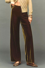 Anthropologie Tilda Velvet Pants Maeve Moss Green wide leg XS NWT $138 Holidays picture