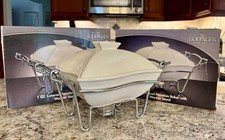 Godinger 1 QT. Covered Porcelain Baker with Warmer Stand - Brand New--TeaLight picture