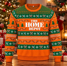 SO HOT Home Depot Christmas Ugly Sweater Orange Green Holiday Workwear Style picture