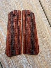 1911 Exotic Cocobolo Wood Grips Government Full Size Colt - Skip Checkered picture
