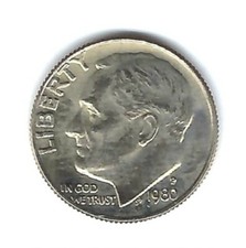 1980-P Philadelphia Uncirculated Roosevelt Dime picture