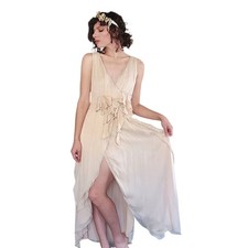 VTG Y2K Fendi Dress Cream Silk Chiffon Gown NWT Bergdorf Goodman Boho Bride M picture