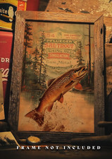 Vintage Fly Fishing Art Print 11x17 Pflueger Fishing Reel  Brown Trout Artwork picture