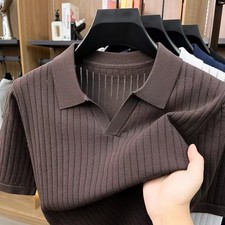 Men's Slim-fit Polo Shirt, Short-sleeve Knit T-shirt picture
