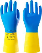 2 Pairs Neoprene and Rubber Blend Heavy-Duty Chemical Gloves, Protective Industr picture