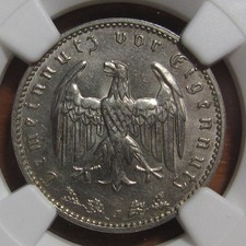 NGC-MS63 1938J GERMAN THIRD REICH 1REICHSMARK LOW MINTAGE picture