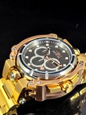 Invicta Reserve Transatlantic 53mm Quartz Black & White Dial Gold Bracelet Watch picture