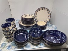 Temp - tations Dishes and Bakeware Colbat Blue Cream 41 Pieces  picture