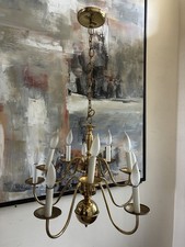 Vintage EJS Lighting Brass 10 Light Chandelier Colonial Williamsburg Traditional picture
