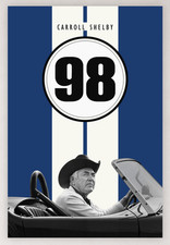 24X36 CARROLL SHELBY 98 COBRA GUARDSMAN BLUE WEMBELDON WHITE STRIPED POSTER picture