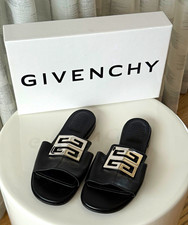 Givenchy 4g Metal Logo-Plaque Black Leather Mule Sandals EU 37 (New w/ Box) picture