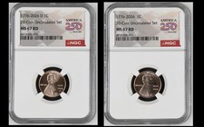 1776-2026 P D Lincoln 1c Cent 2 Coin Set NGC MS67 RD America 250 USA Label picture