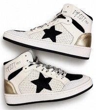 Vintage Havana Womens High Top Sneakers Size 7.5 White Black Gold Star Shoes picture