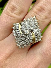 2.20Ct Lab-Created Cut VVS1/D Diamond Cluster Engagement Ring 14K Yellow Gold Fn picture