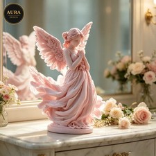 Pink Angel Statue with Wings 3D Sculpture Romantic Decoration picture