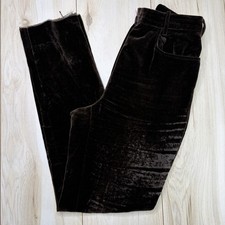 Vintage Celine Brown Velvet Distressed Trousers Womens Size FR 38 (26x30) France picture
