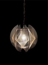 Vintage 1960’s Mid Century Modern Smoke Lucite String Pendant Hanging Lamp picture