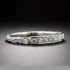 Vintage 0.50Ct Round Diamond Wedding Half Eternity Band 14K White Gold Finish picture