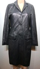 Vera Pelle Vtg Women's Leather Black Coat Size IT 40 picture