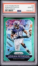 2015 Panini Prizm Adrian Peterson #28 Green Prizm PSA 10 Vikings Pop 4 picture