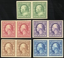 US Stamps # 343-7 MNH Superb Imperforate Pairs Fresh And Choice picture