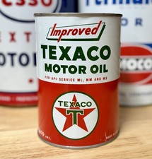 Vintage NOS Texaco Improved Motor Oil Can Quart FULL picture